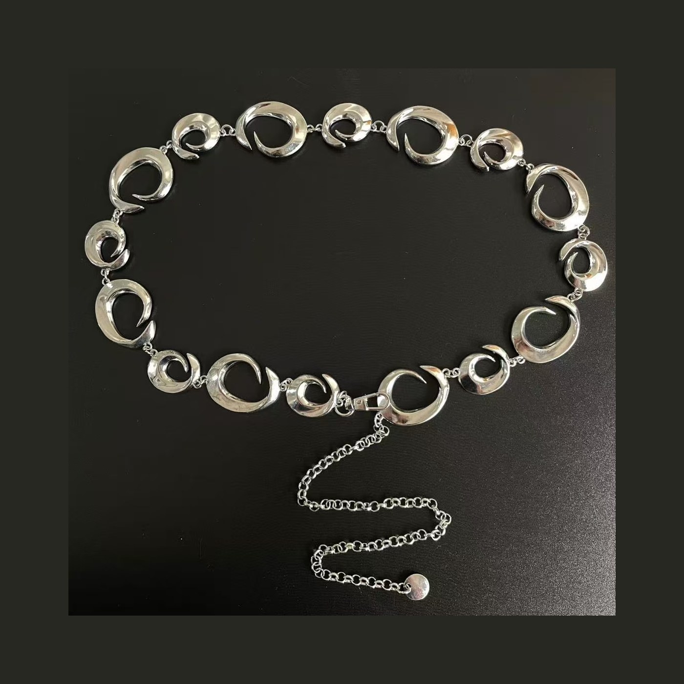 Silver Oval Disc Waist Chain